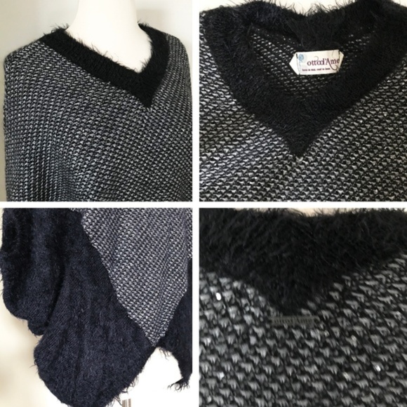 ANTHROPOLOGIE Pewter Poncho, black/grey, XS/S - Picture 7 of 7